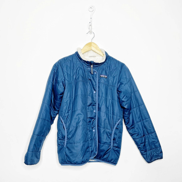 Patagonia Reversible Dream Song Jacket blue puffer plush fleece womens small xs - Picture 1 of 7